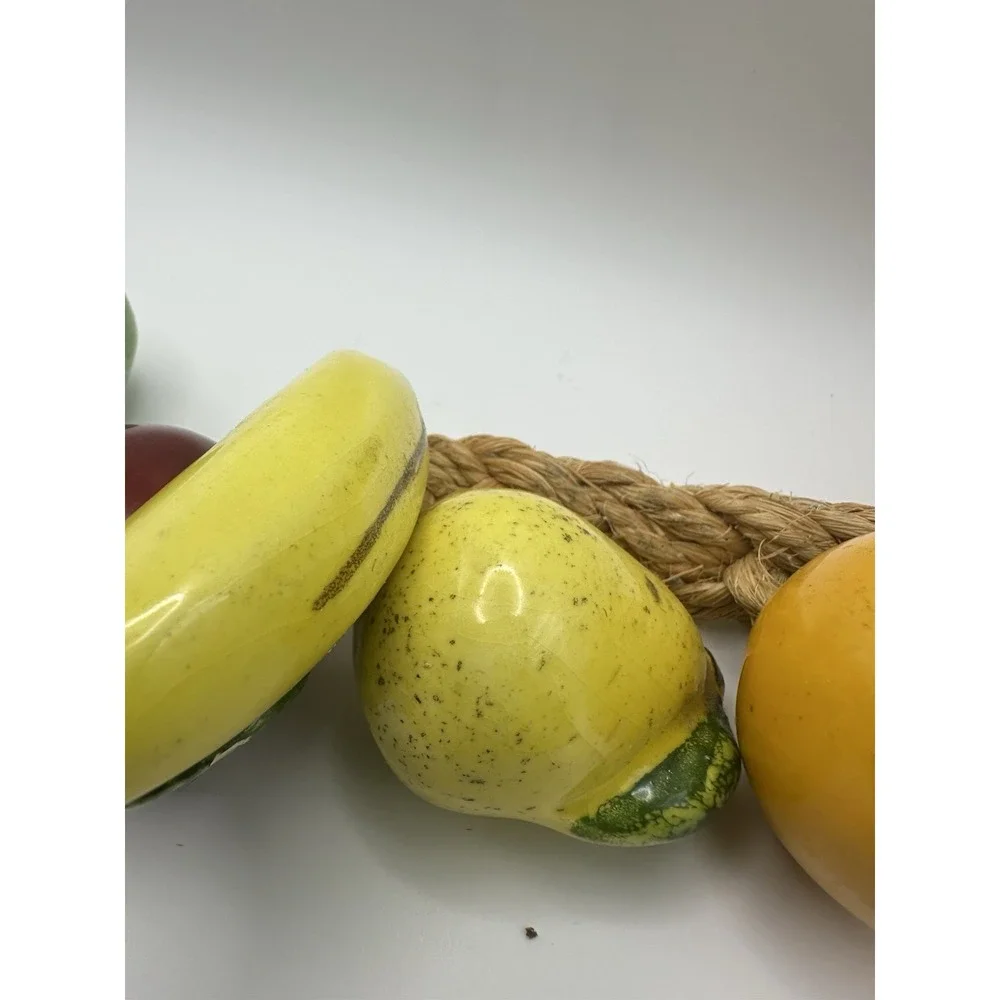 MCM Kitsch Ceramic Hanging Mixed Fruit Bunch Braided Rope 22